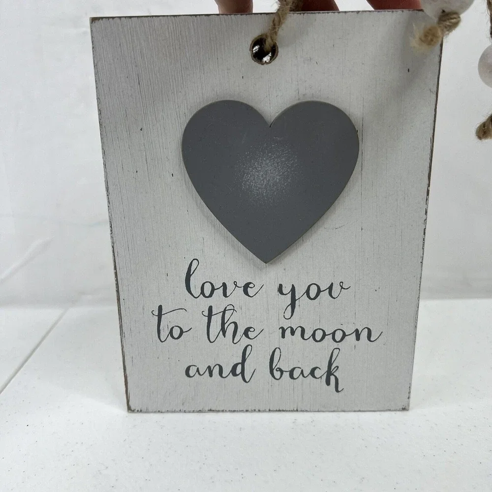 Quill to Paper by Sixtrees Wood Sign Love You To The Moon And Back Heart 6.5x5